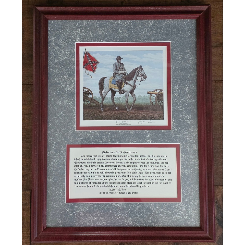 Vtg John Warr Robert E Lee Definition Of A Gentleman Framed Art Print